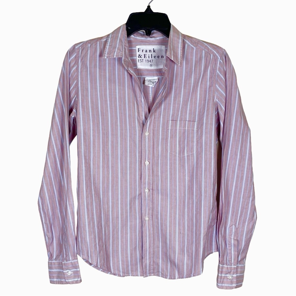 Frank & Eileen Barry Button Down Shirt Small Pink Blue Stripe - Picture 1 of 6